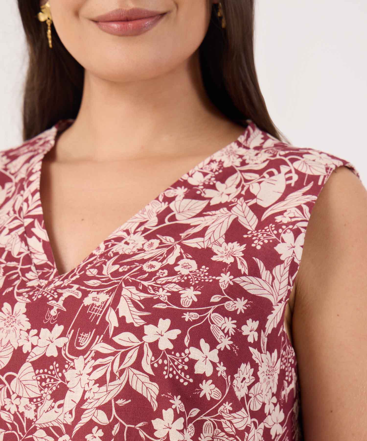 Blusa Estampada Manga Sisa Para Mujer Curvy