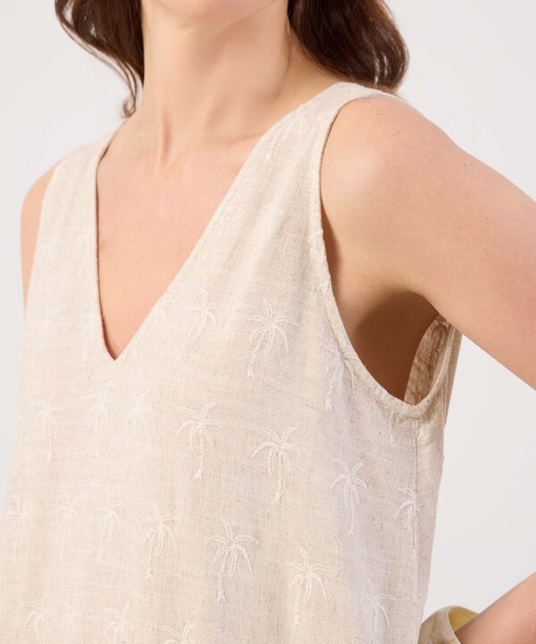 Vestido Corto Con Escote En V Y Bordado Para Mujer image number null