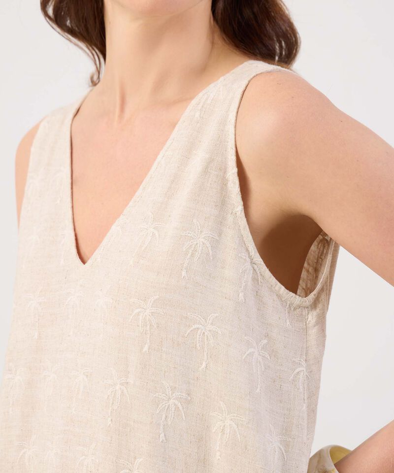 Vestido Corto Con Escote En V Y Bordado Para Mujer