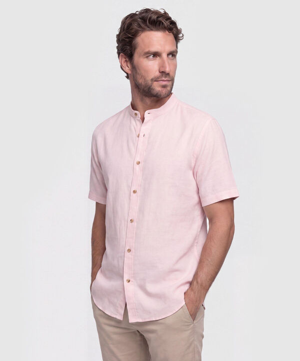 Camisa Cuello Mao Unicolor para Hombre