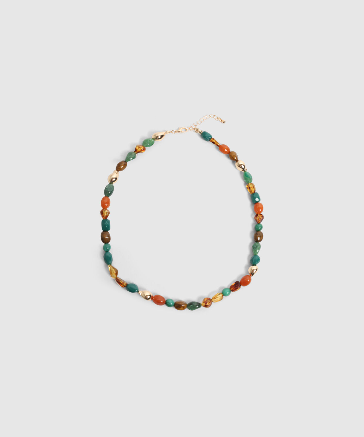 Collar De Piedras Lisas Y Esferas Para Mujer