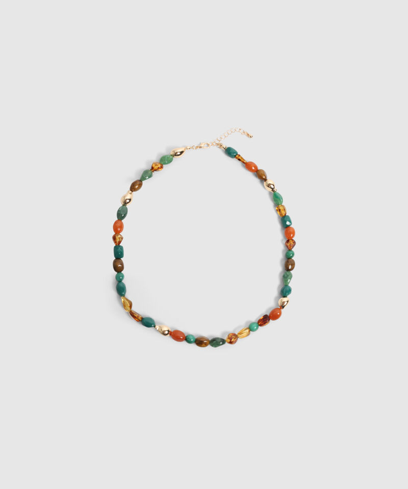 Collar De Piedras Lisas Y Esferas Para Mujer