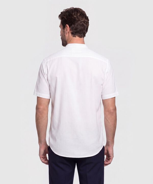 Camisa Unicolor Cuello Mao Con Bolsillo 