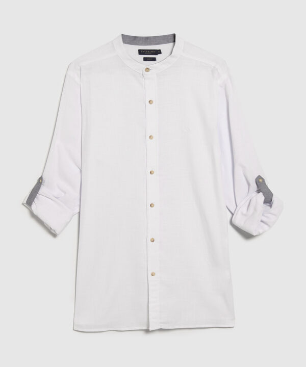 Camisa Manga Larga Cuello Mao Unicolor