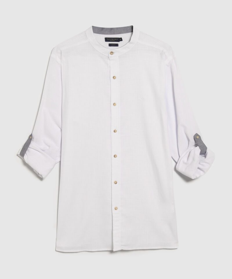 Camisa Manga Larga Cuello Mao Unicolor