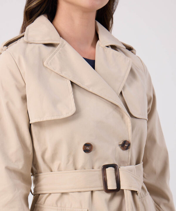 Chaqueta Trench Unicolor Con Cinturon  image number null