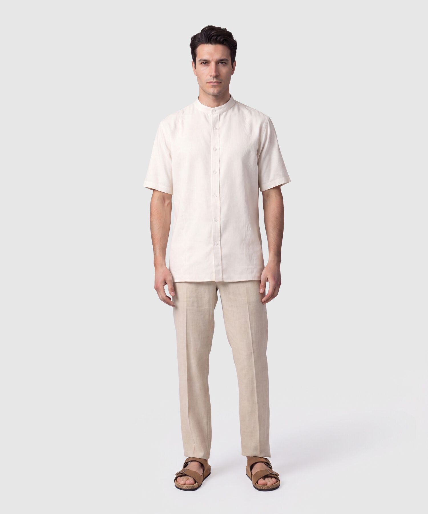 Guayabera Manga Corta Cuello Mao Hombre