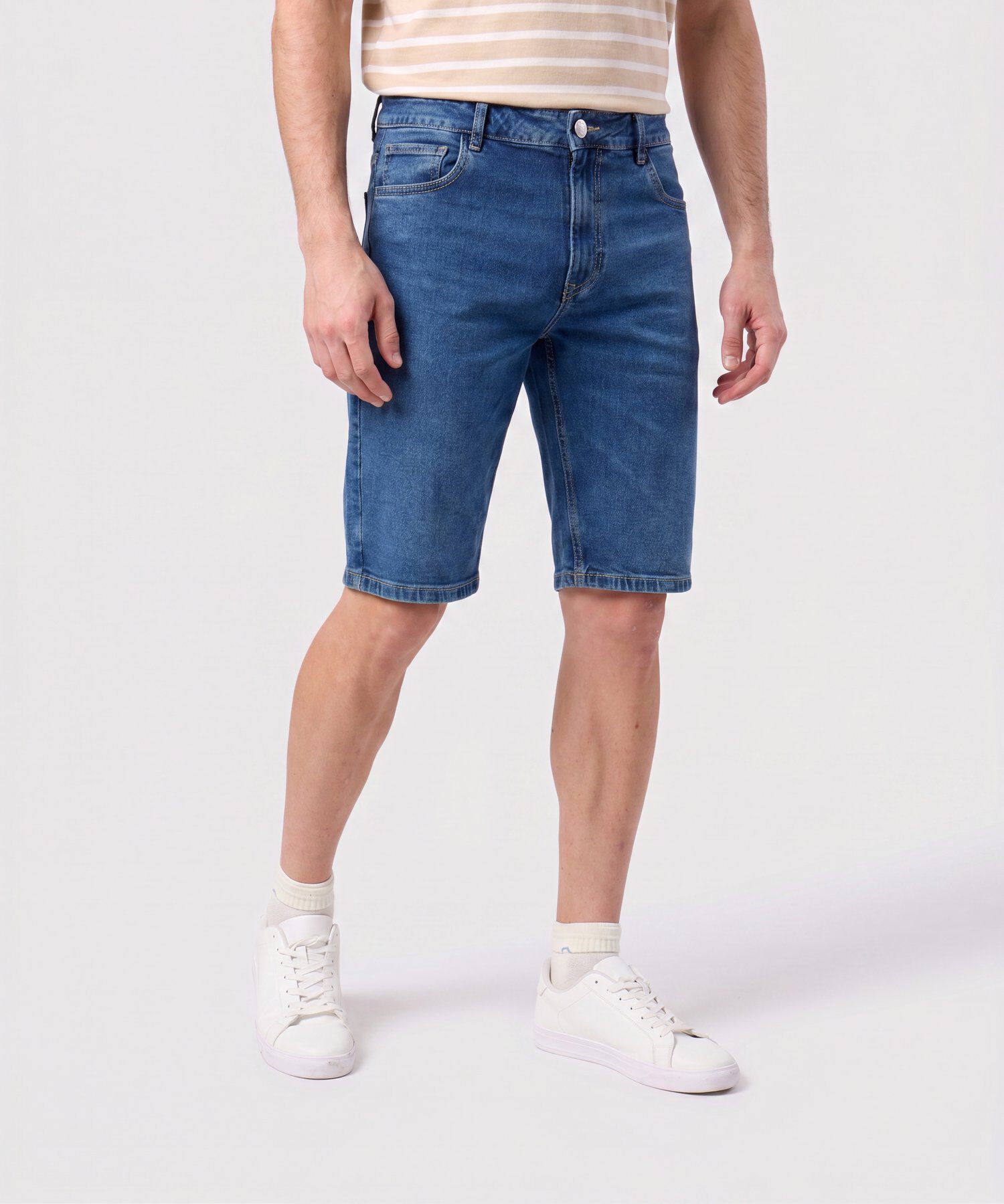 Bermuda Denim De Cinco Bolsillos Para Hombre