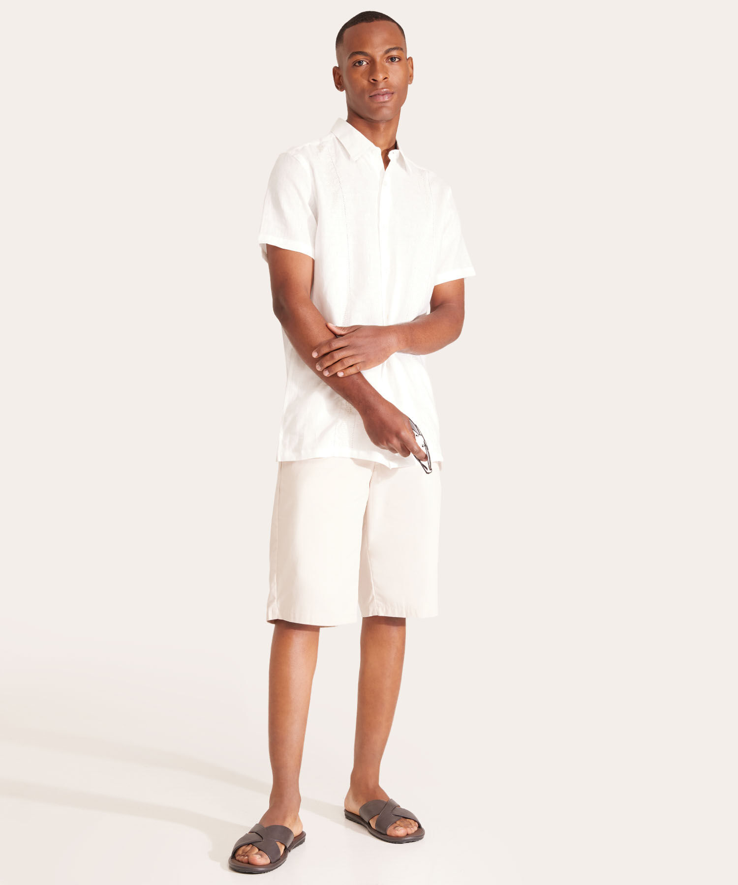 Camisa Guayabera Manga Corta Cuello Camisero