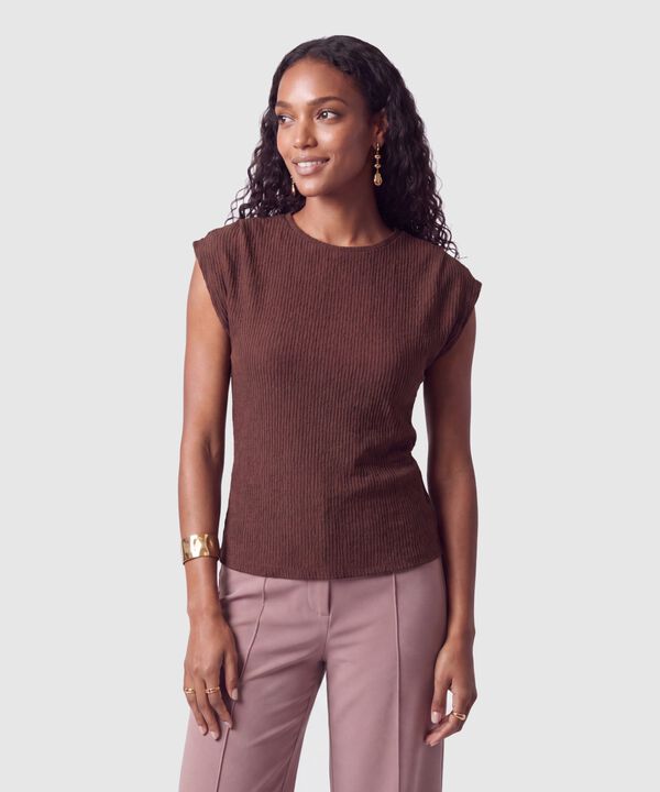 Camiseta De Textura Rib Para Mujer image number null