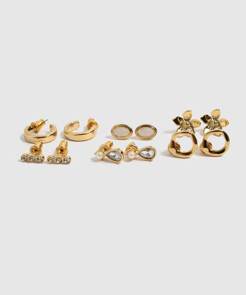 Set X6 Aretes Con Dise&ntilde;o Floral Y Geom&eacute;trico Para Mujer