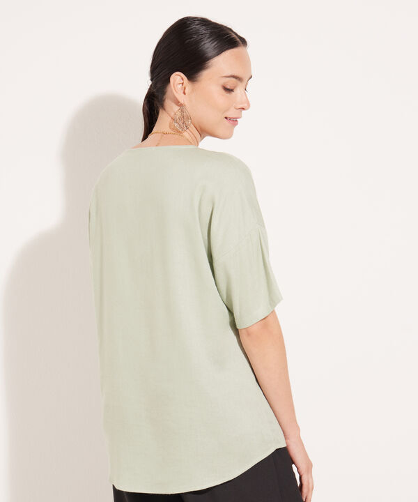 Blusa Escote Redondo Con Abertura Cola De Pato, Bolsillo, Linea Moda Verona