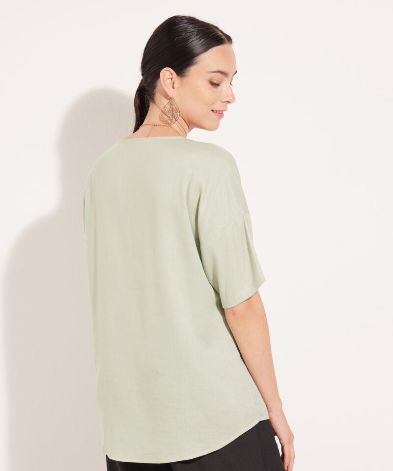 Blusa Escote Redondo Con Abertura Cola De Pato, Bolsillo, Linea Moda Verona