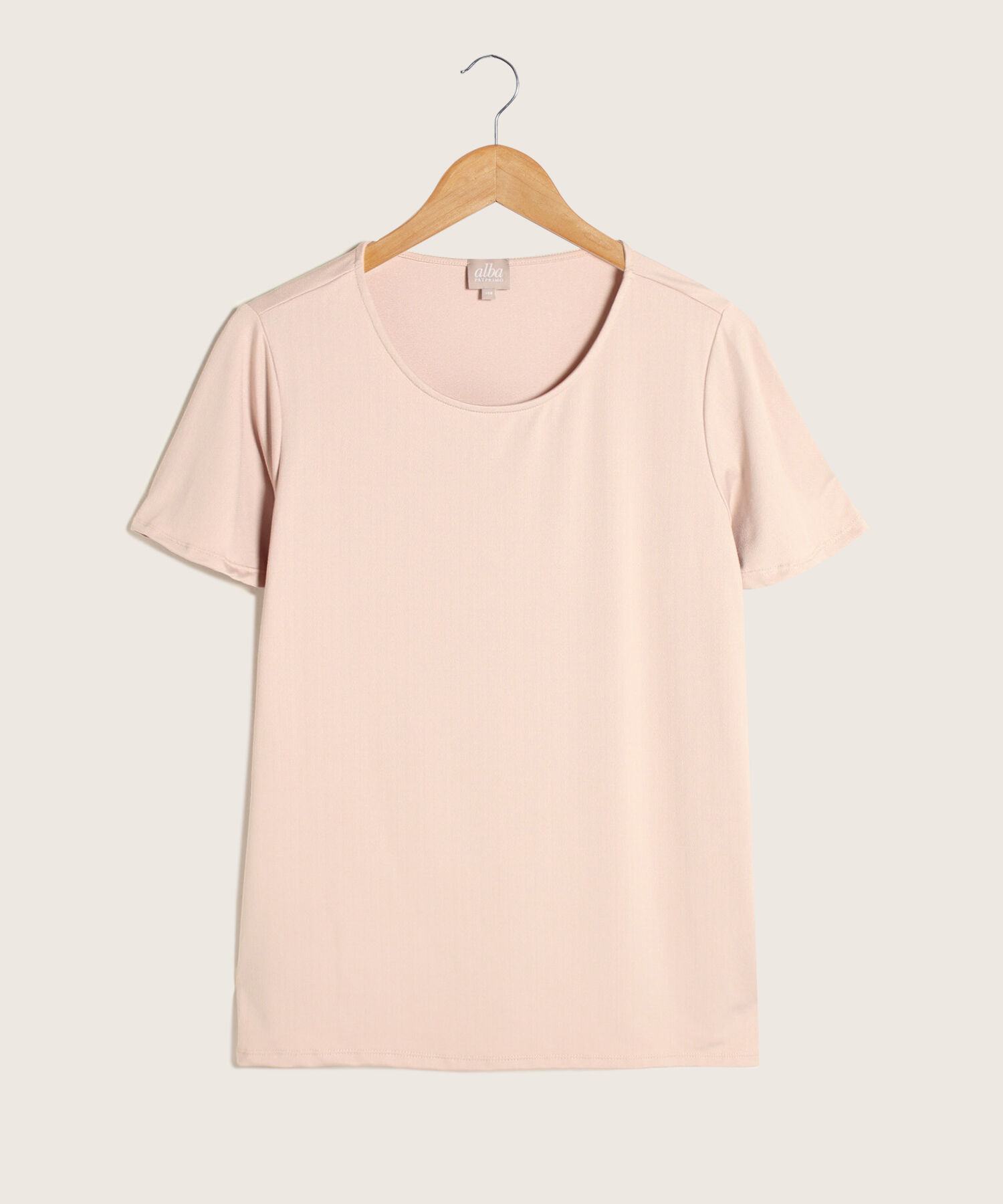Camiseta Unicolor Manga Corta Cuello Redondo, Línea