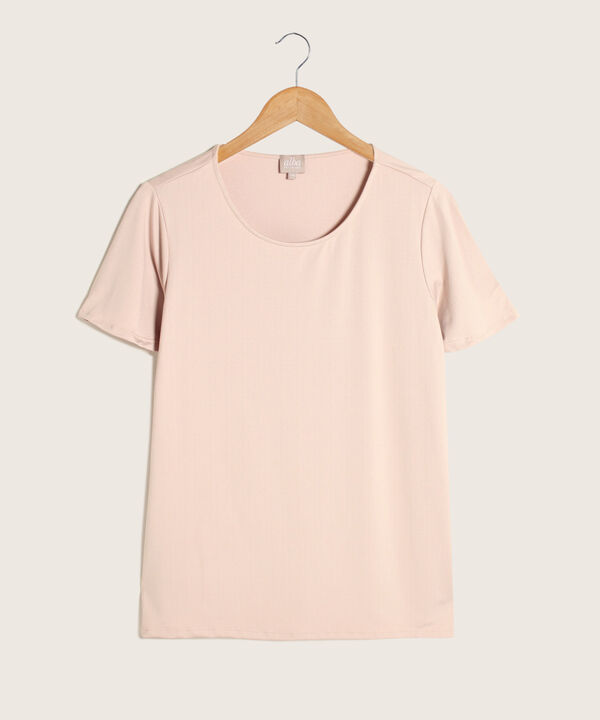 Camiseta Unicolor Manga Corta Cuello Redondo, Línea