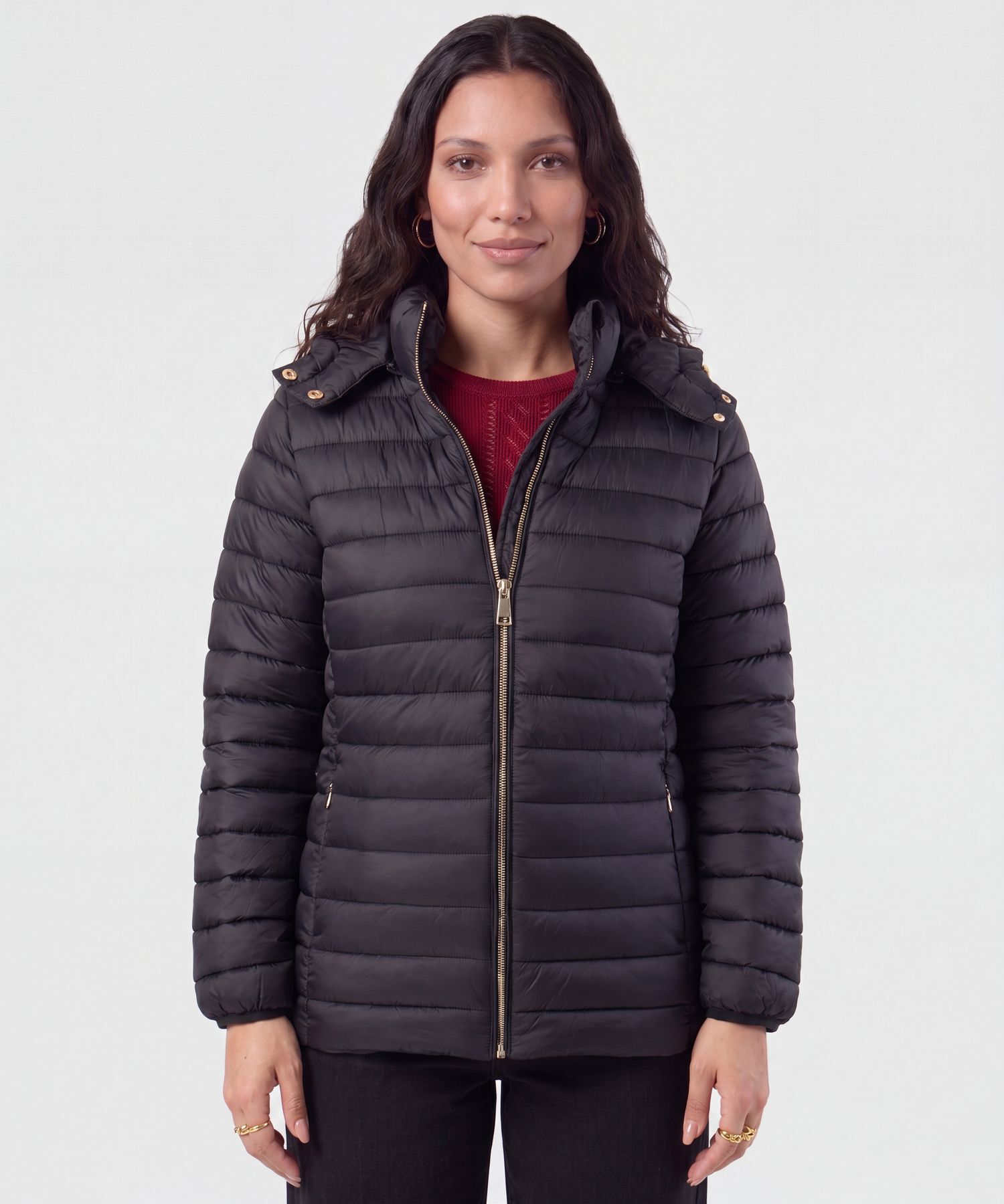 Chaqueta Acolchada Con Capota Para Mujer