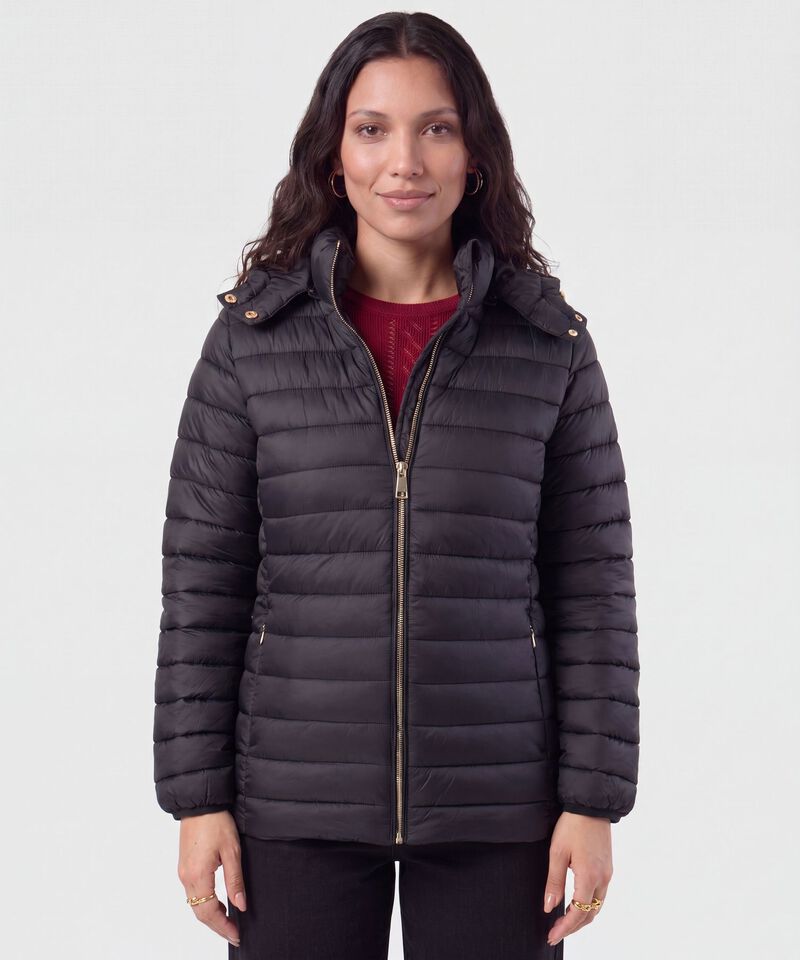 Chaqueta Acolchada Con Capota Para Mujer