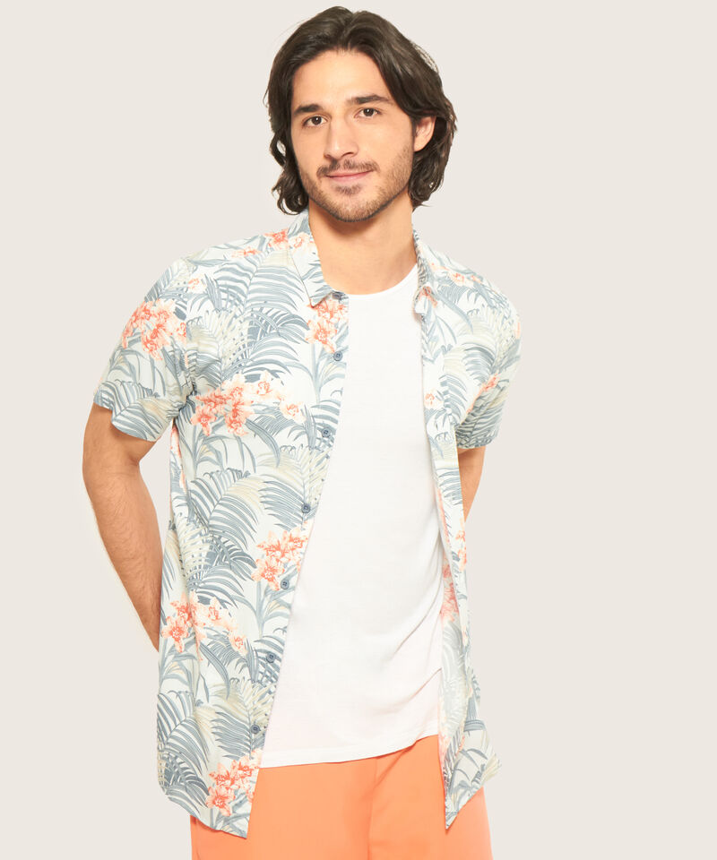 Camisa Manga Corta Sin Bolsillo, Slim Fit, Estampada