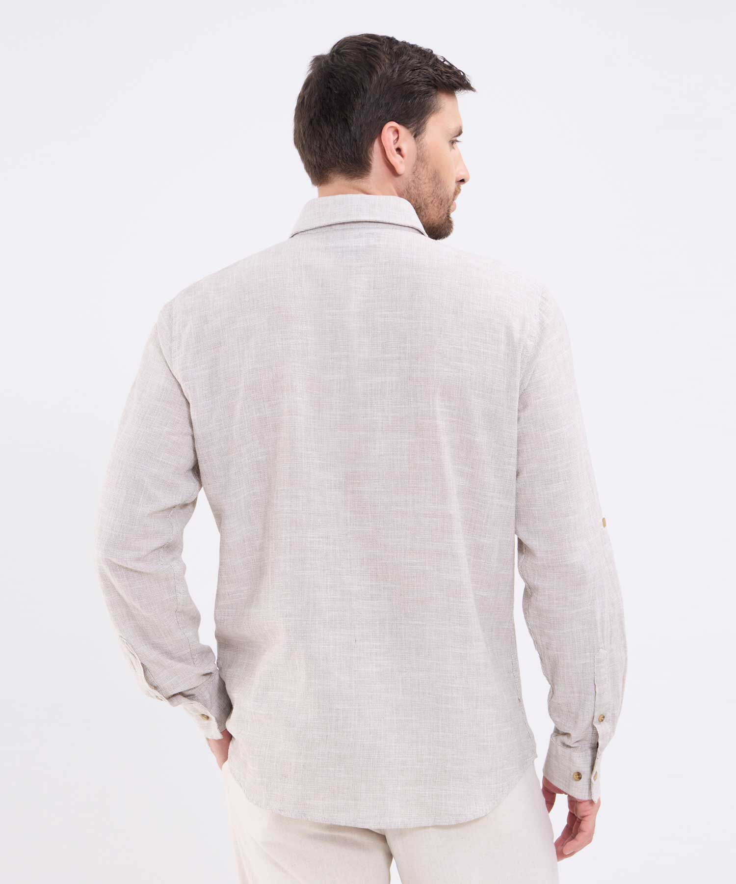 Camisa manga larga unicolor para hombre