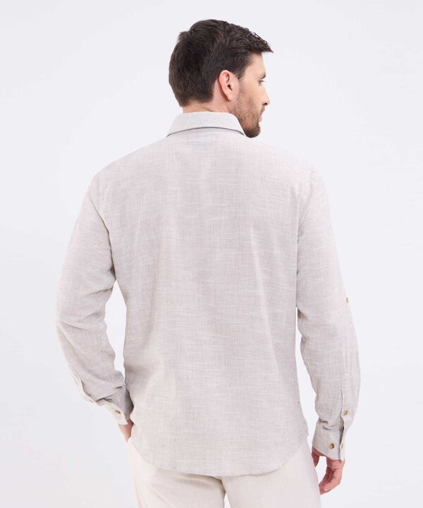 Camisa manga larga unicolor para hombre