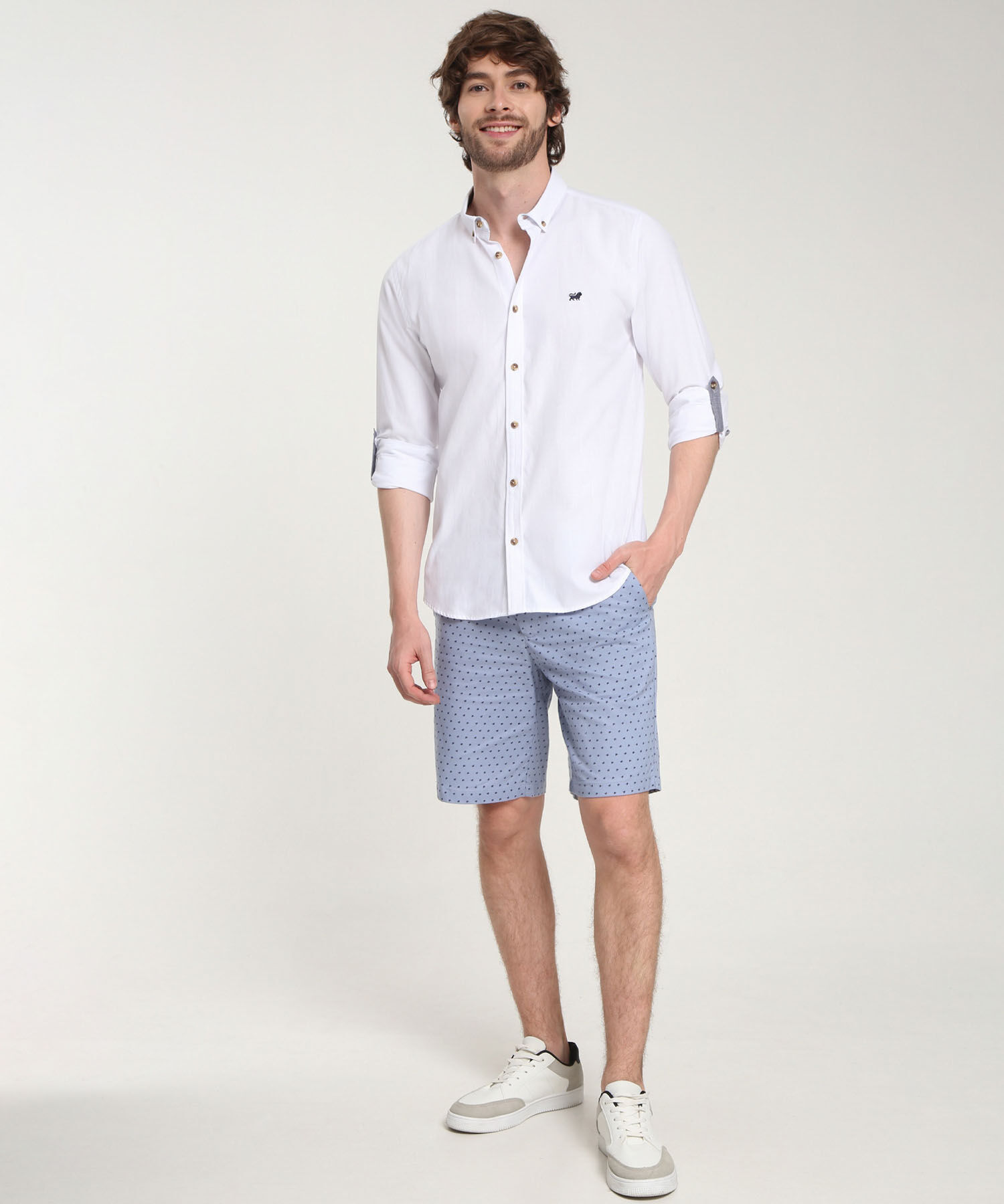 Bermuda Estampada Miniprint Azul