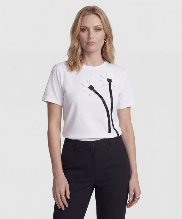 Camiseta con Apliques de Flores Para Mujer image number null