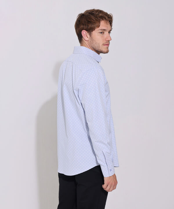 Camisa Estampada Con Textura, Manga Larga, Bolsillo Y Silueta Regular Fit