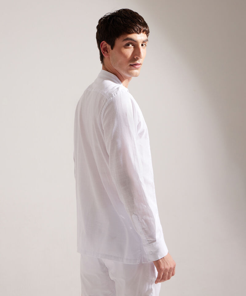 Camisa Guayabera Manga Larga  Cuello Neru En Algodón