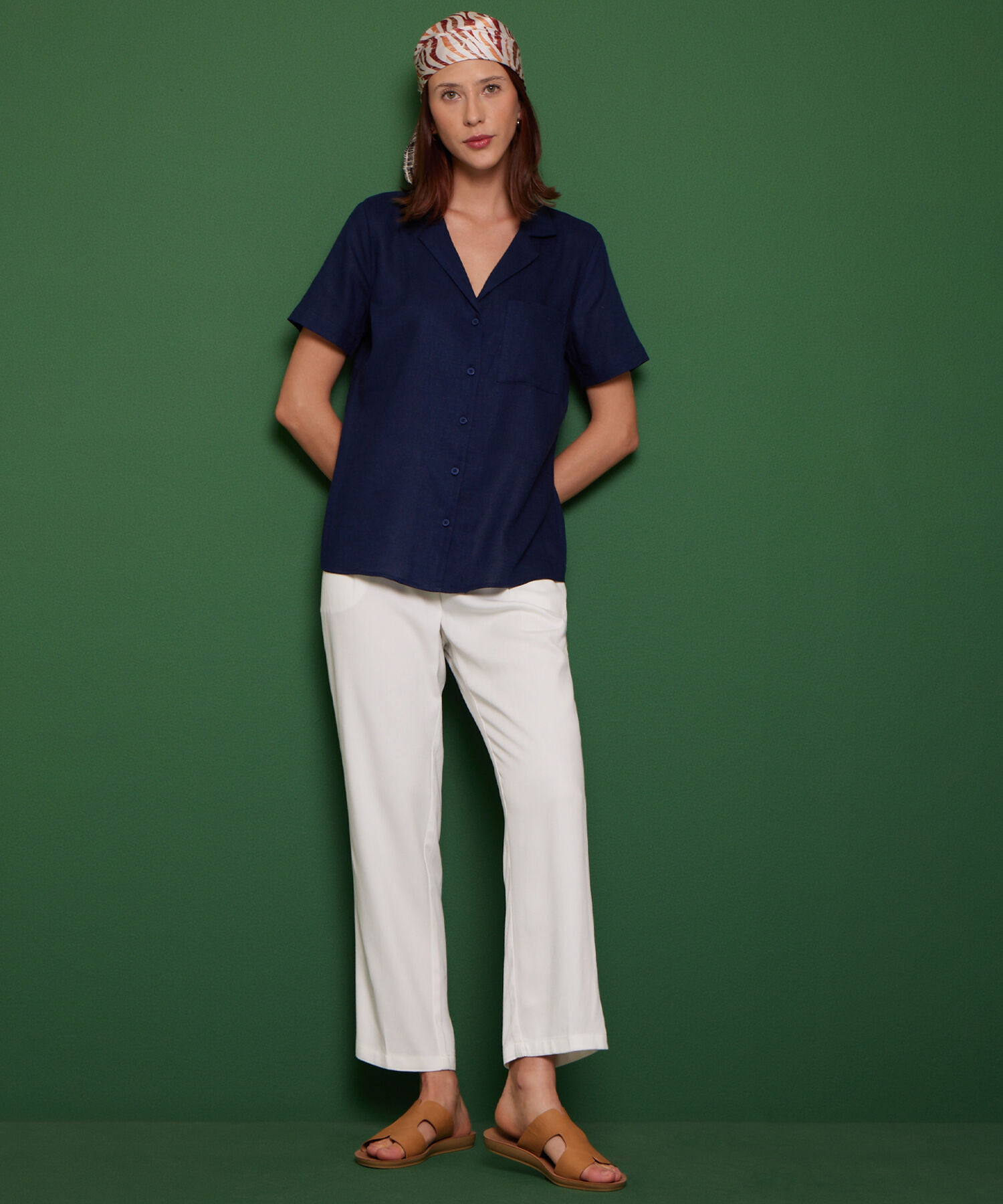 Blusa Camisera Con Bolsillo