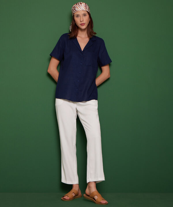 Blusa Camisera Con Bolsillo