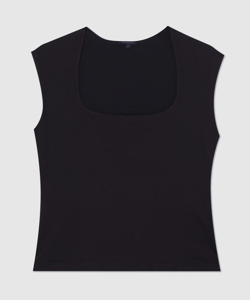 Camiseta Unicolor Escote Cuadrado Manga Corta