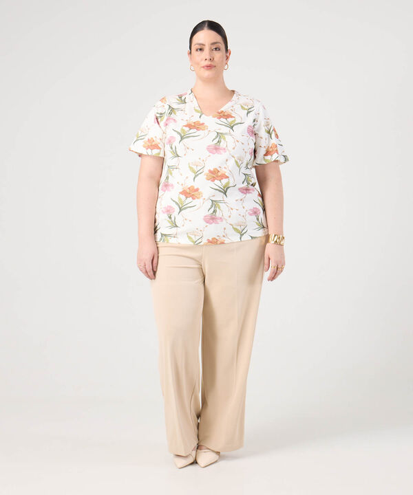 Camiseta Cuello En V Para Mujer Curvy 