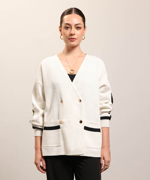 Cardigan De Punto Doble Botonadura Mujer image number null
