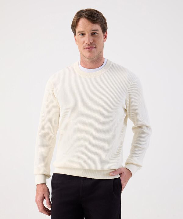 Buzo de Tejido Acanalado Cuello Redondo Para Hombre image number null