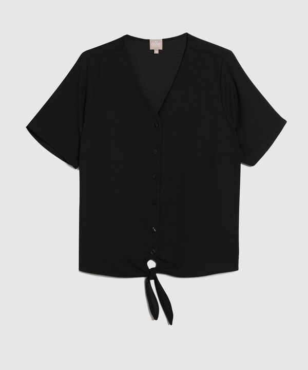 Blusa Manga Corta Con Anudado