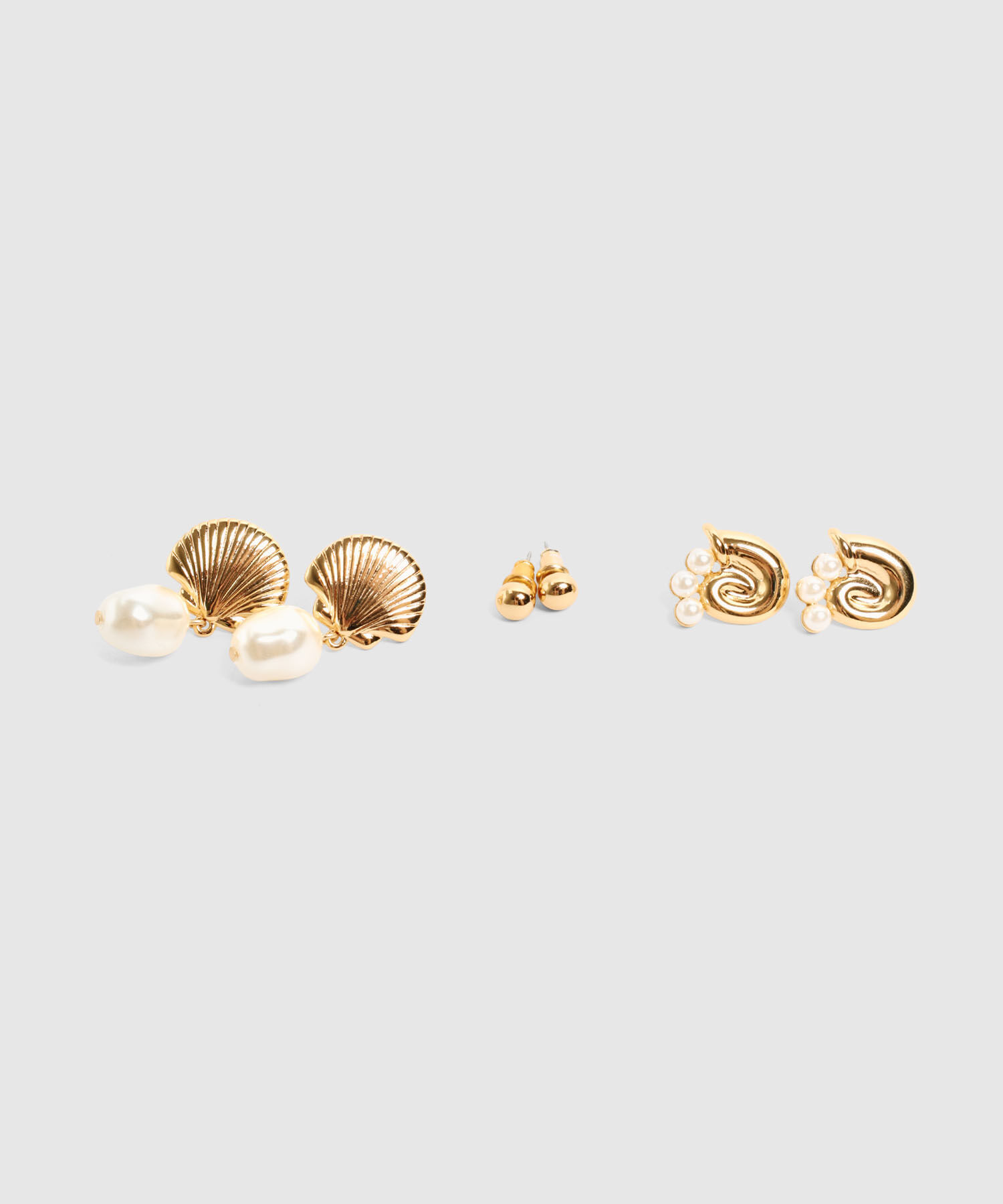 Set Aretes x3 con Perlas para Mujer