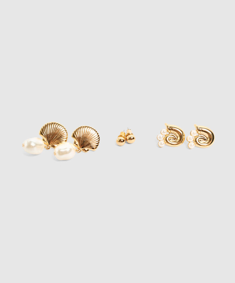 Set Aretes x3 con Perlas para Mujer