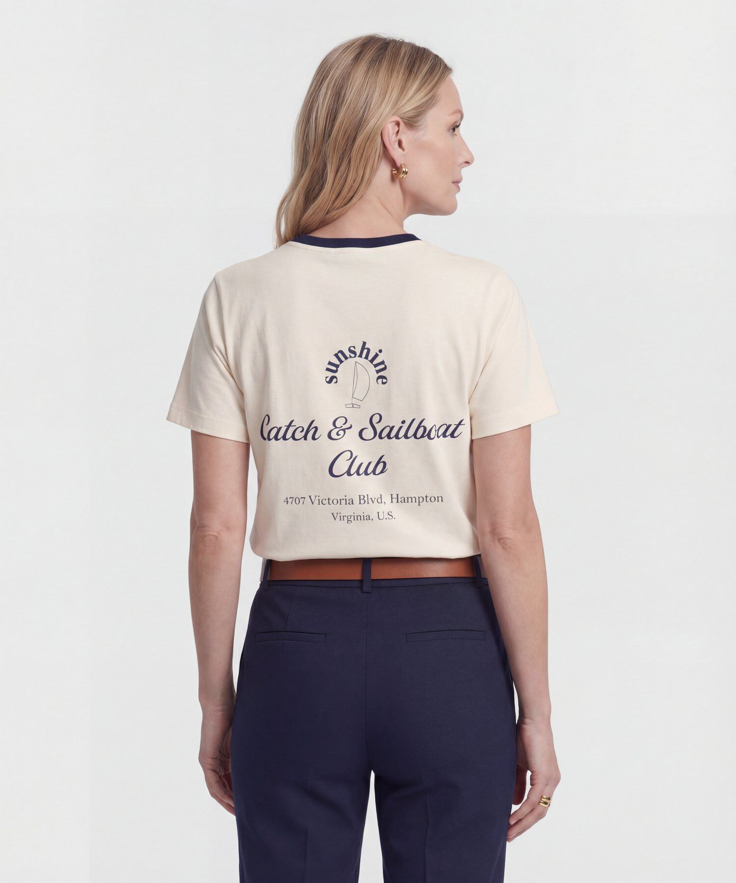 Camiseta Cuello Redondo En Contraste Mujer