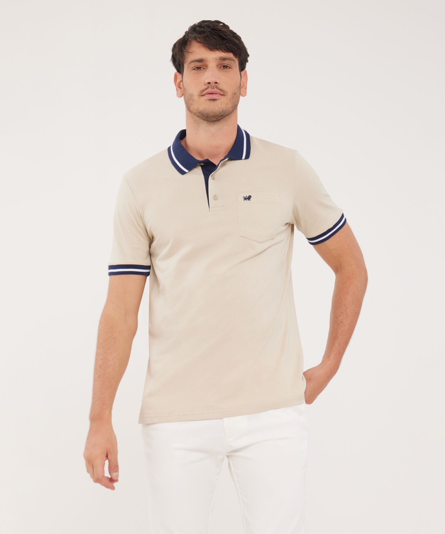 Polo Cuello Y Puños Tejidos, Jersey Unicolor, Regular ­Fit Con Bolsillo, Magia En El Caribe Linea Moda