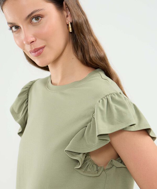 Camiseta Manga Corta Con Boleros Para Mujer image number null