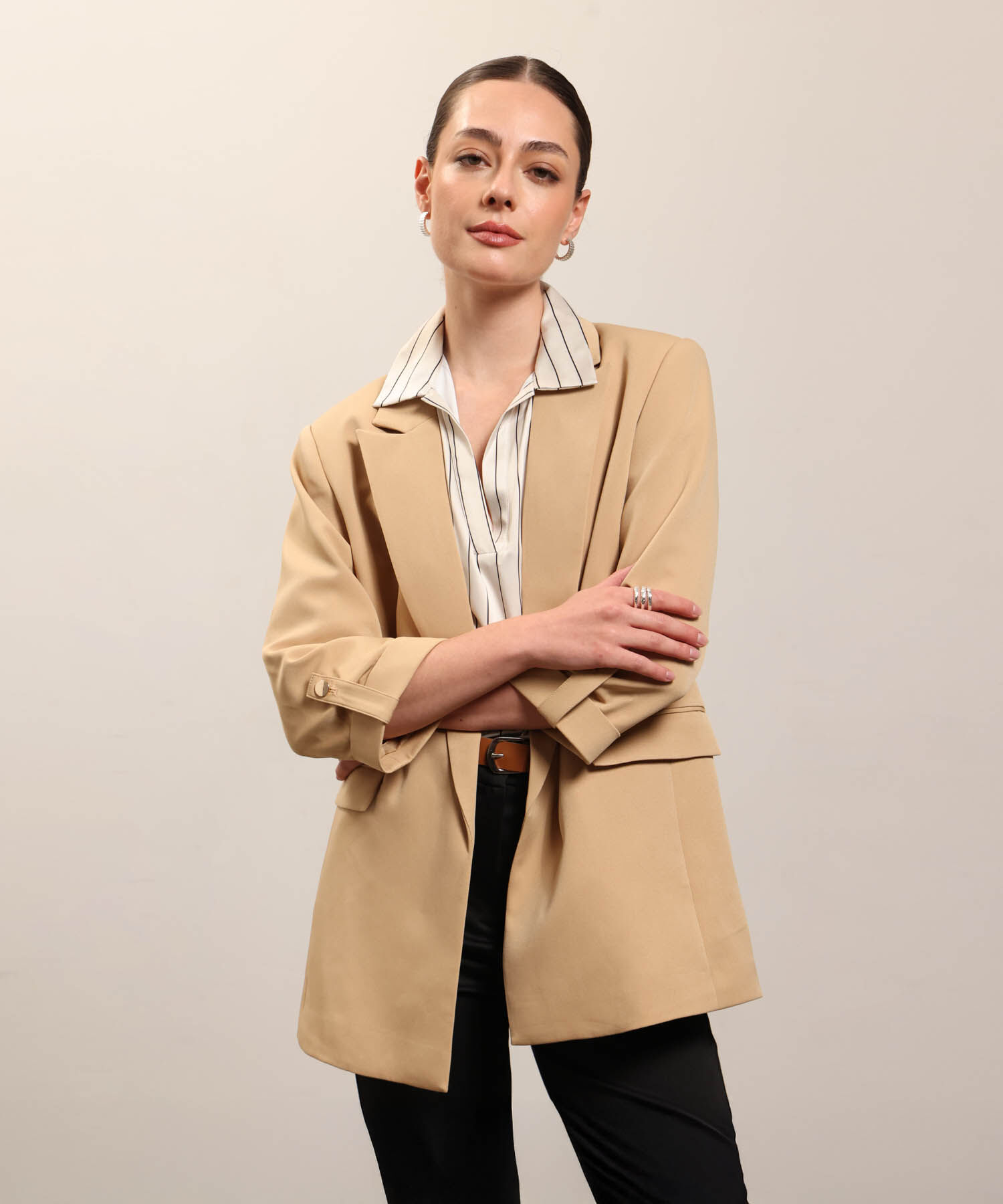 Blazer Unicolor Con Solapa