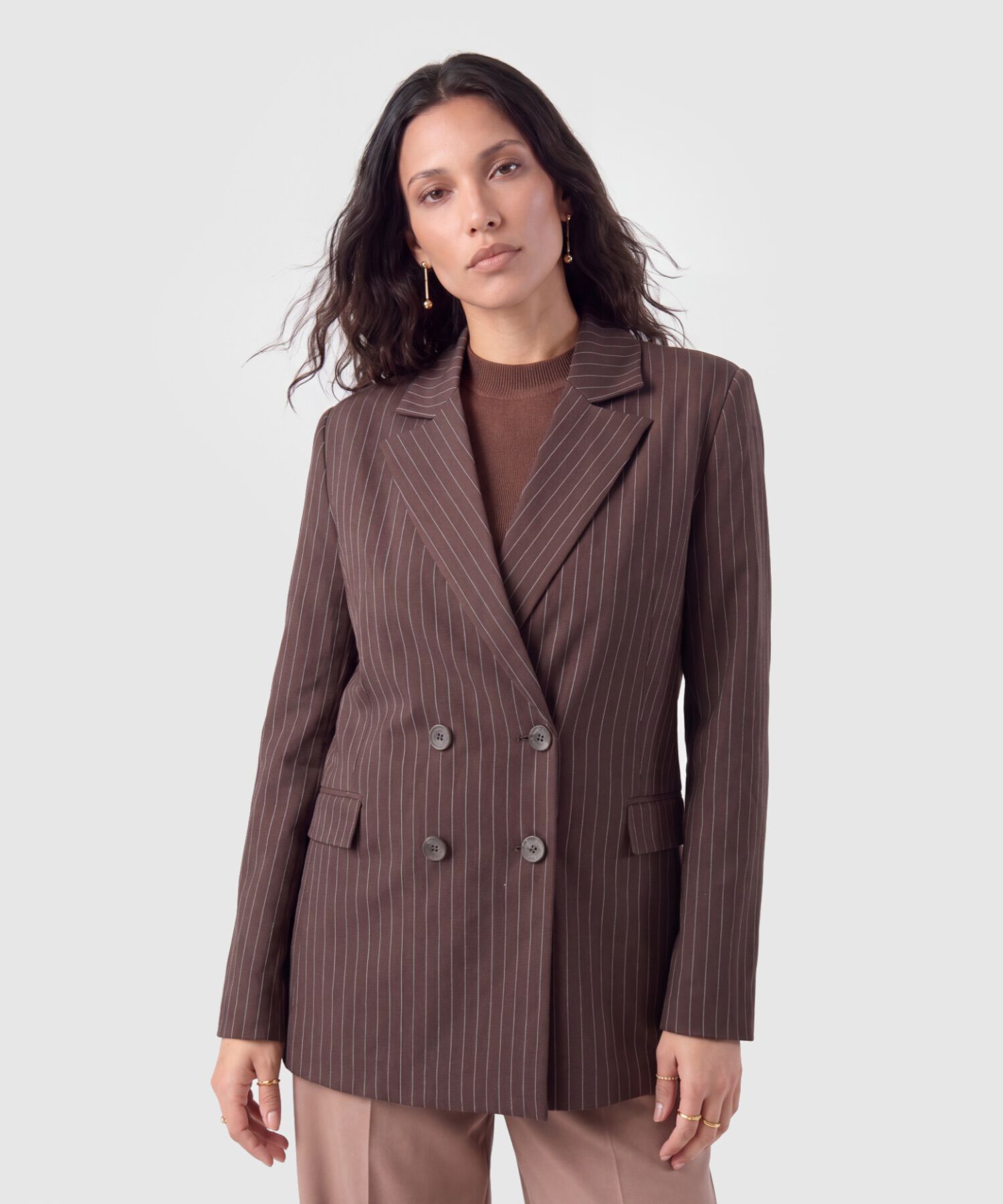 Chaqueta Tipo Blazer Cruzada Para Mujer
