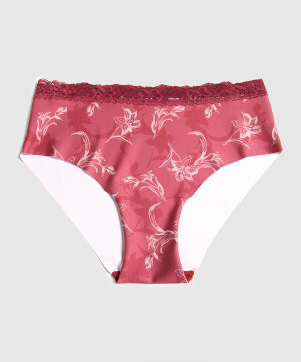 Panty Clásico Estampado Con Encaje En Cintura image number null