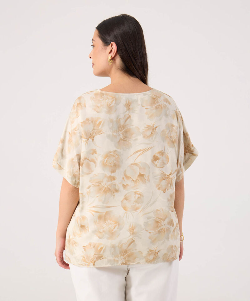 Blusa Estampada Con Abotonadura Falsa