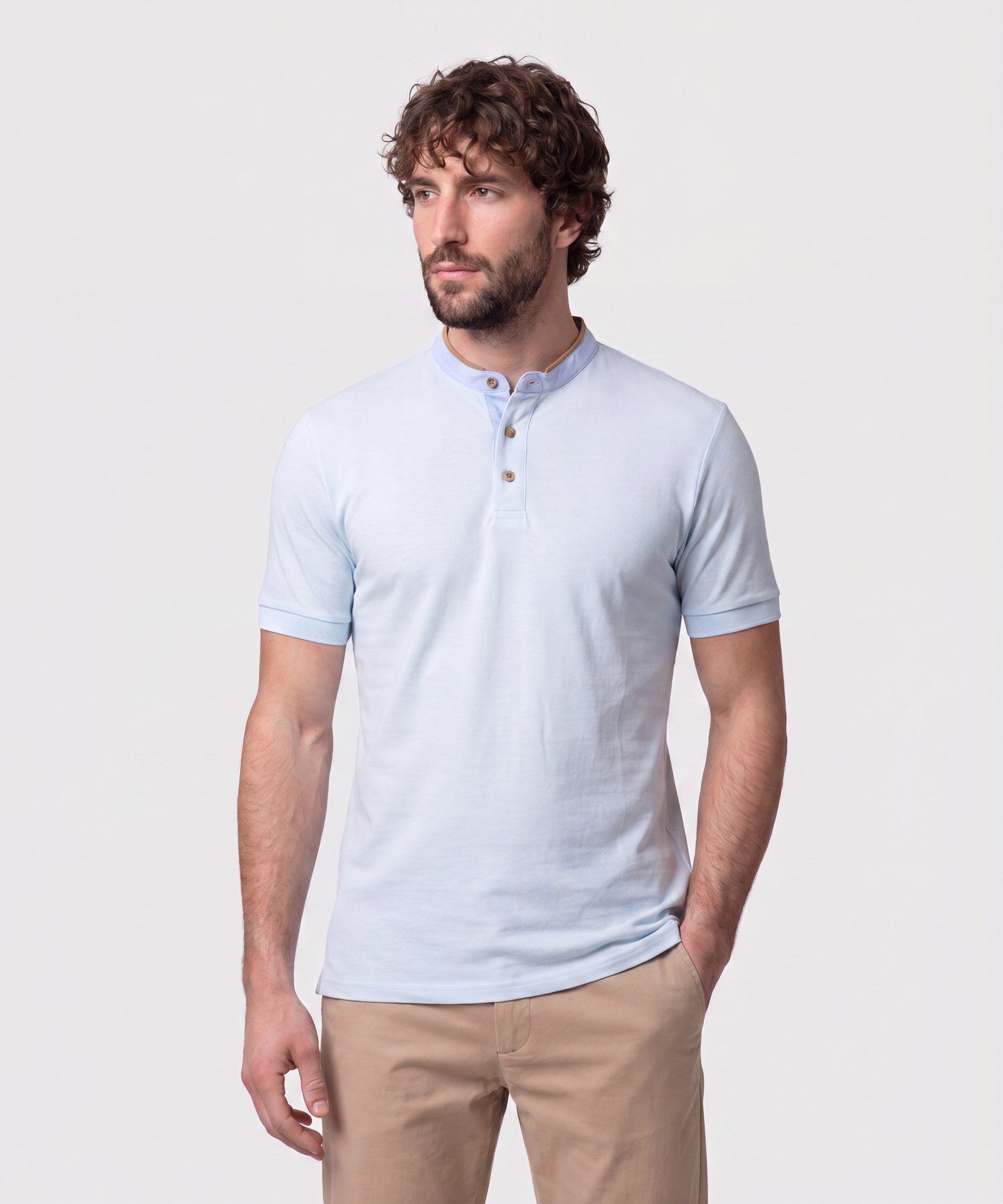 Polo Con Cuello Neru Y Pechera Hombre