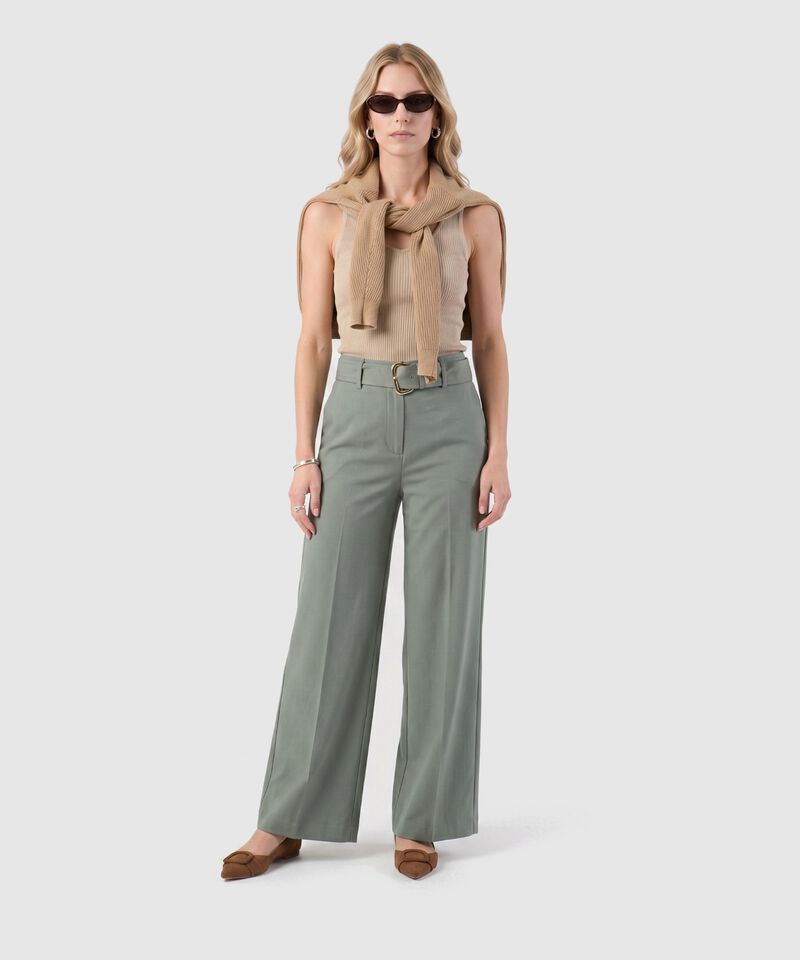Pantal&oacute;n Wide Leg Con Cintur&oacute;n Para Mujer