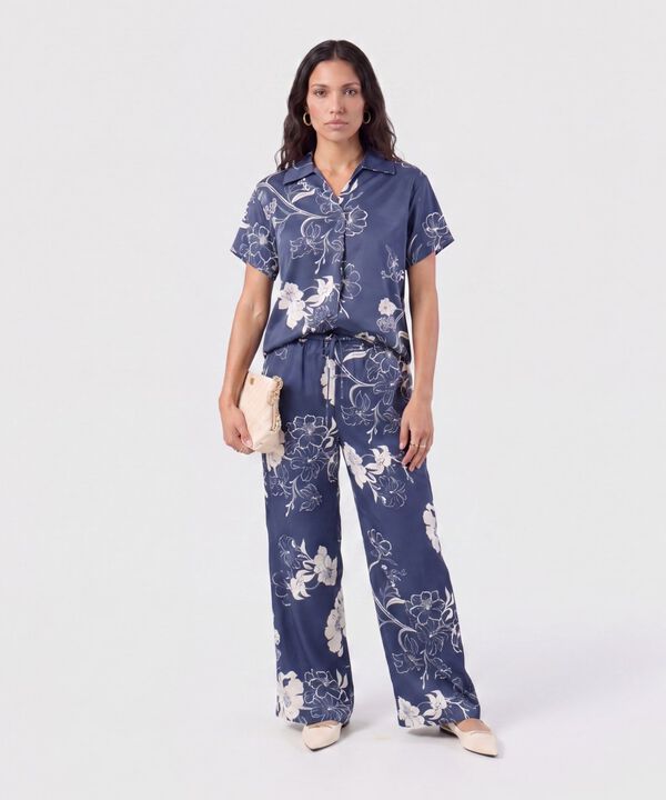 Blusa Camisera Estampada Manga Corta Para Mujer