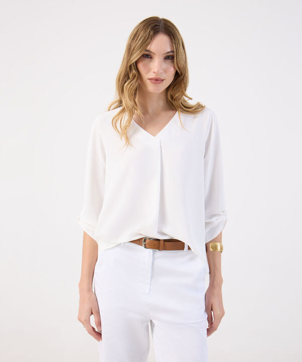 Blusa De Mujer Fluida Escote V Manga Tres Cuartos image number null