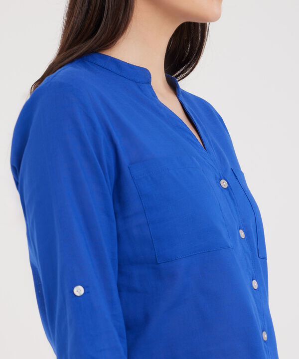 Blusa  Manga Larga Con Bolsillo Unicolor image number null