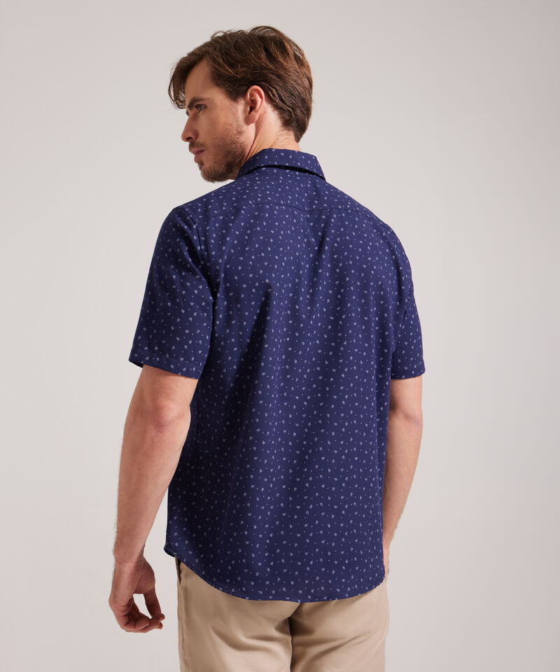 Camisa Manga Corta Estampada Miniprint, Silueta Regular Fit Con Bolsillo